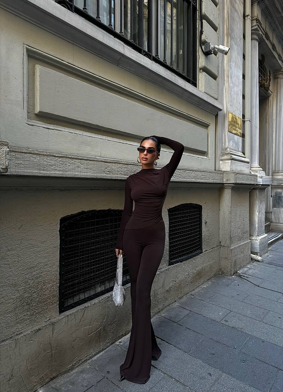 The Luxe Ruched Long-Sleeve Jumpsuit – 1046