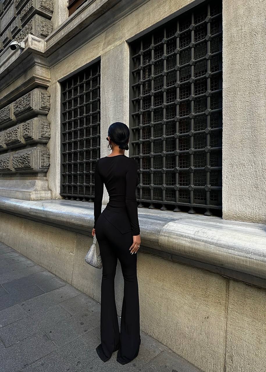 The Luxe Ruched Long-Sleeve Jumpsuit – 1046