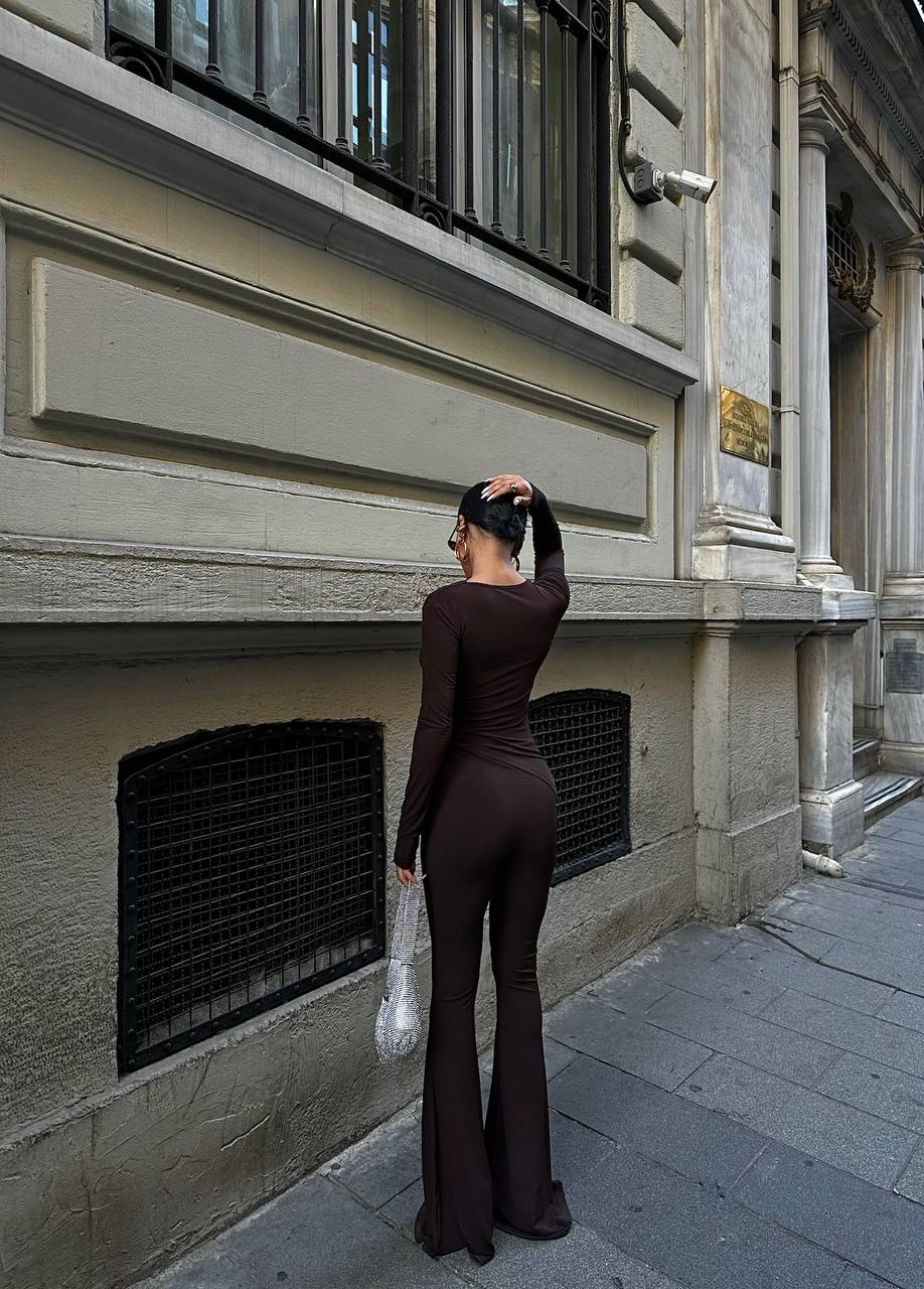 The Luxe Ruched Long-Sleeve Jumpsuit – 1046