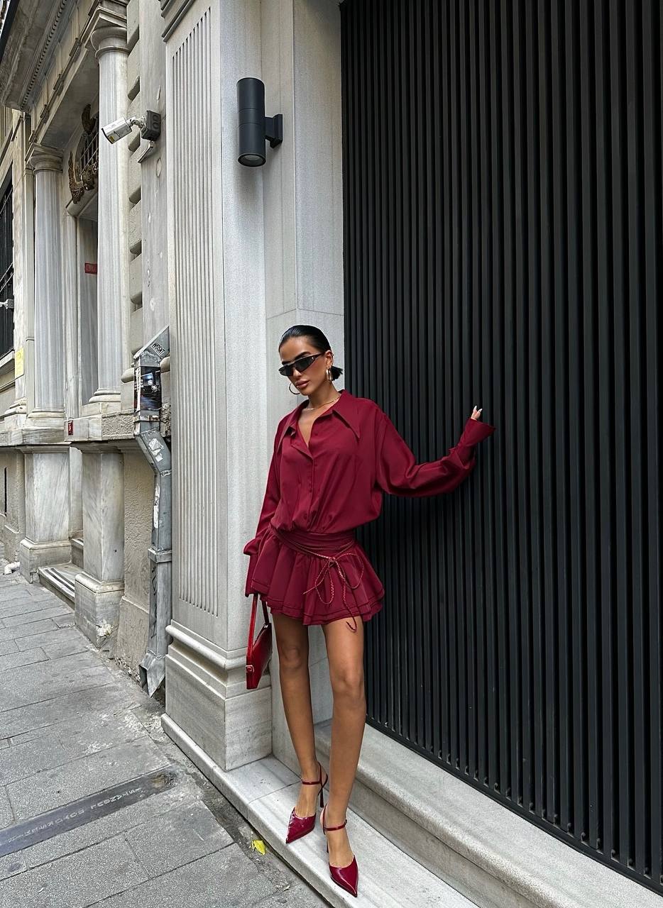 The Luxe Pleated Shirt Dress - 1024