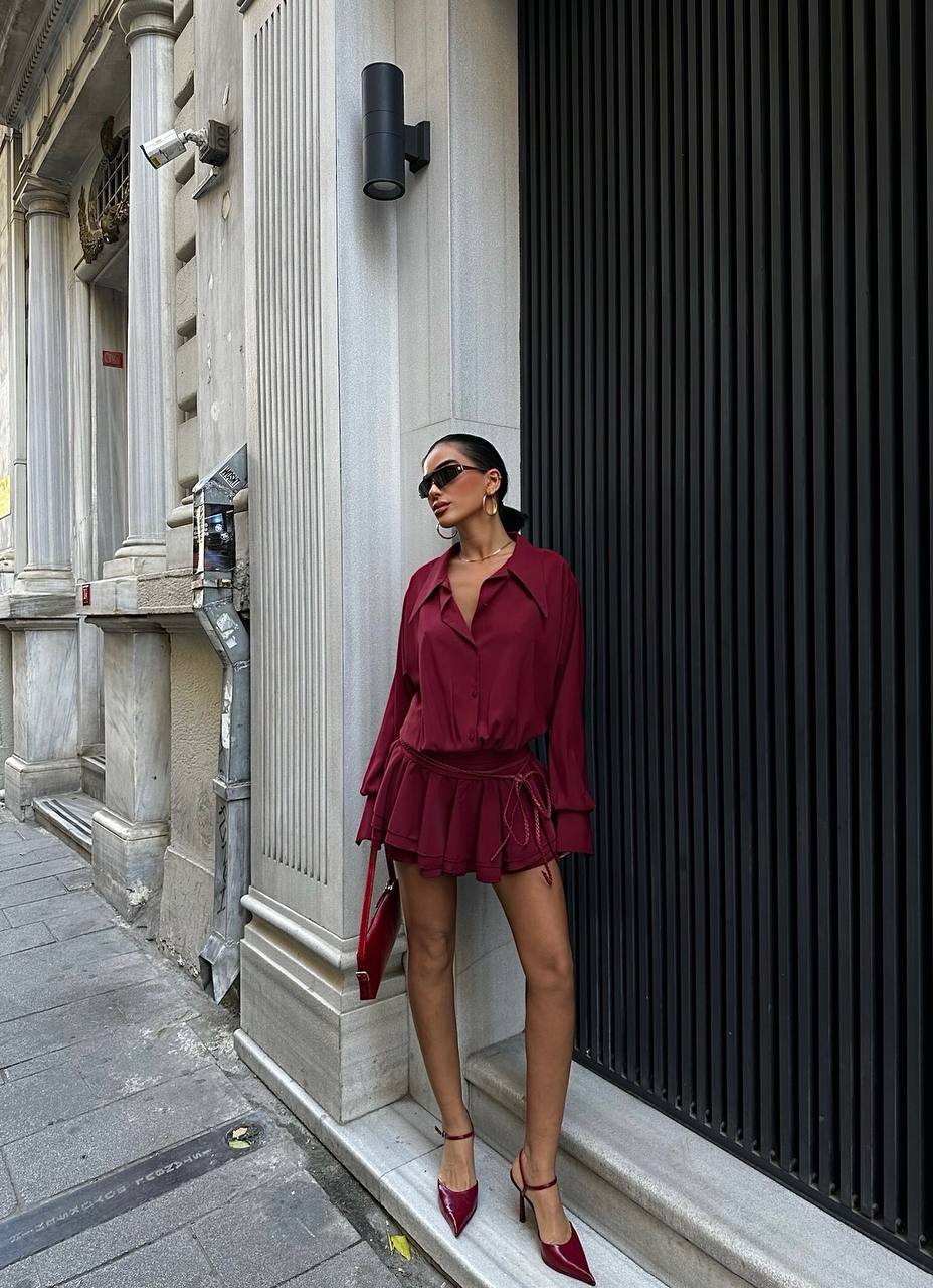 The Luxe Pleated Shirt Dress - 1024