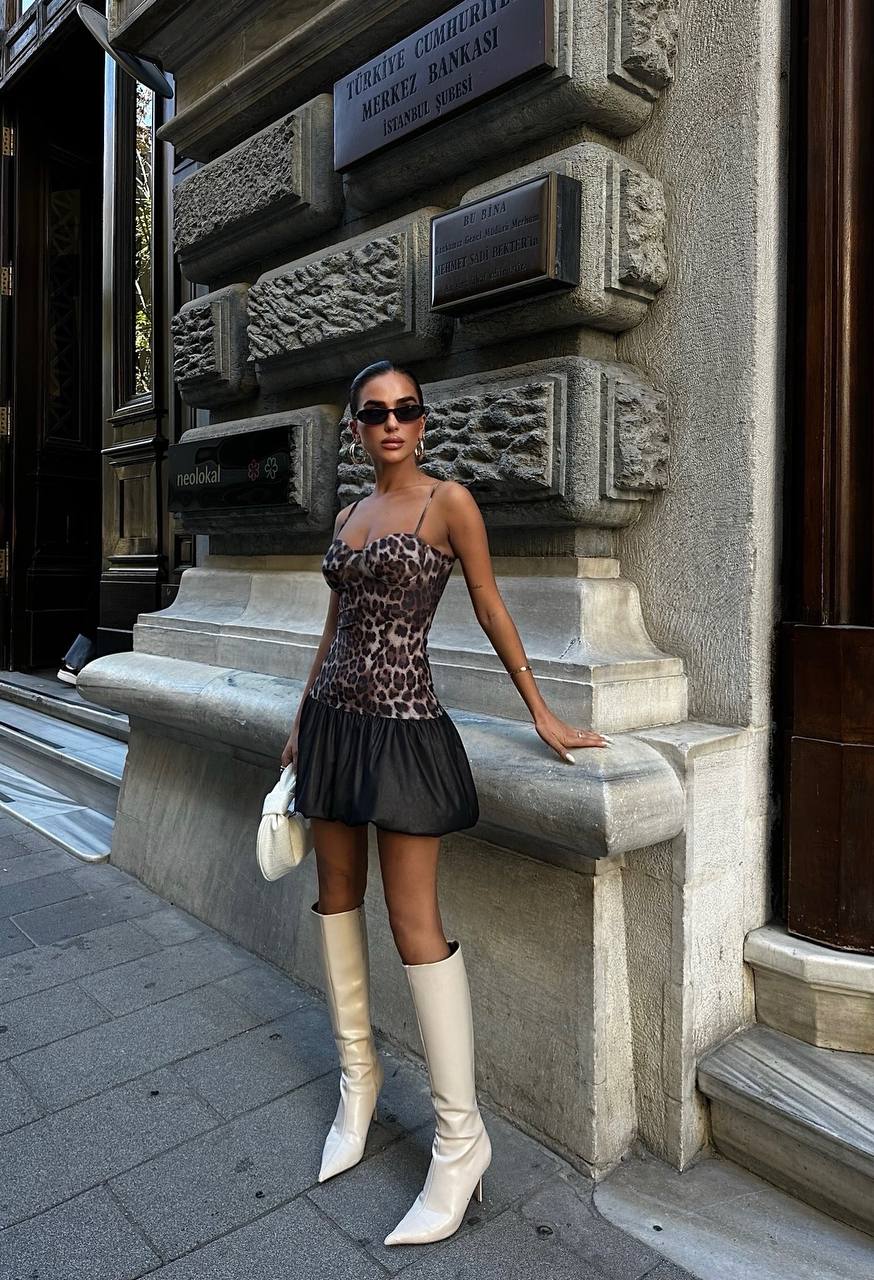 The Wild Elegance Leopard Mini Dress - 1040