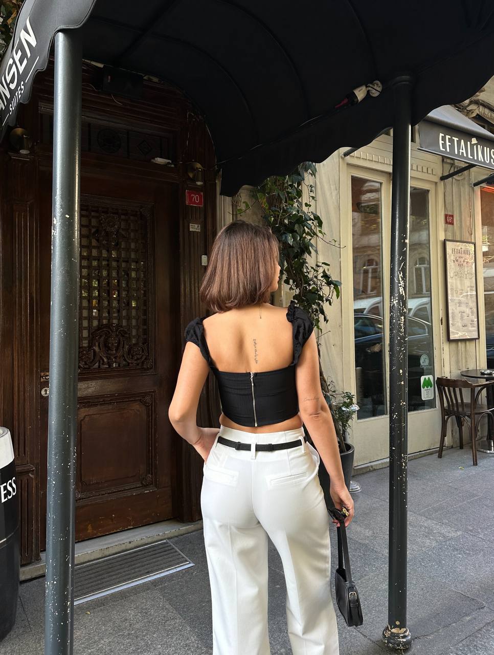 Ruffle-Trim Lace-Up Corset Top – 1106