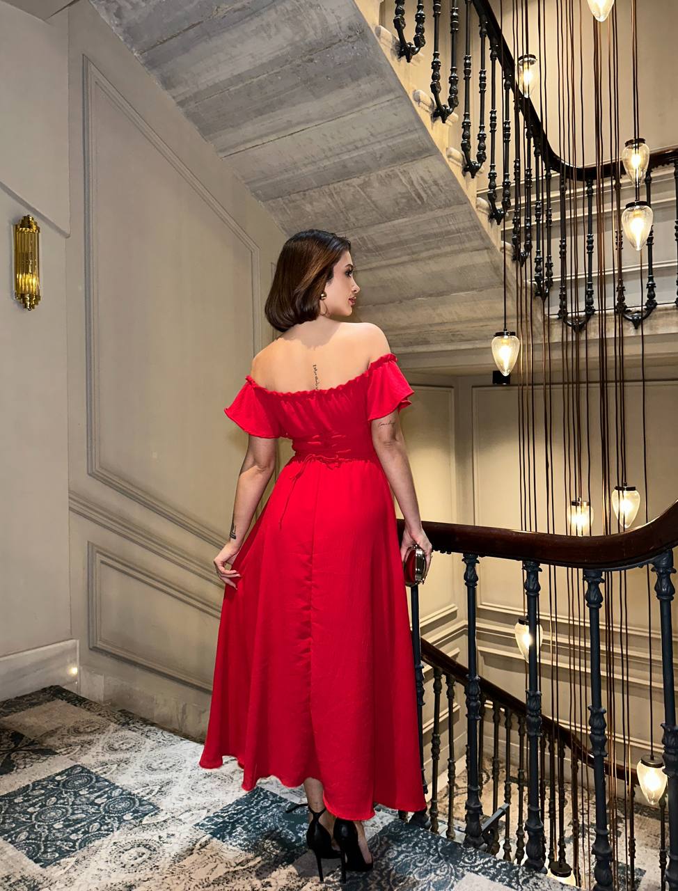 The Bella Off-Shoulder Maxi Dress – 1004