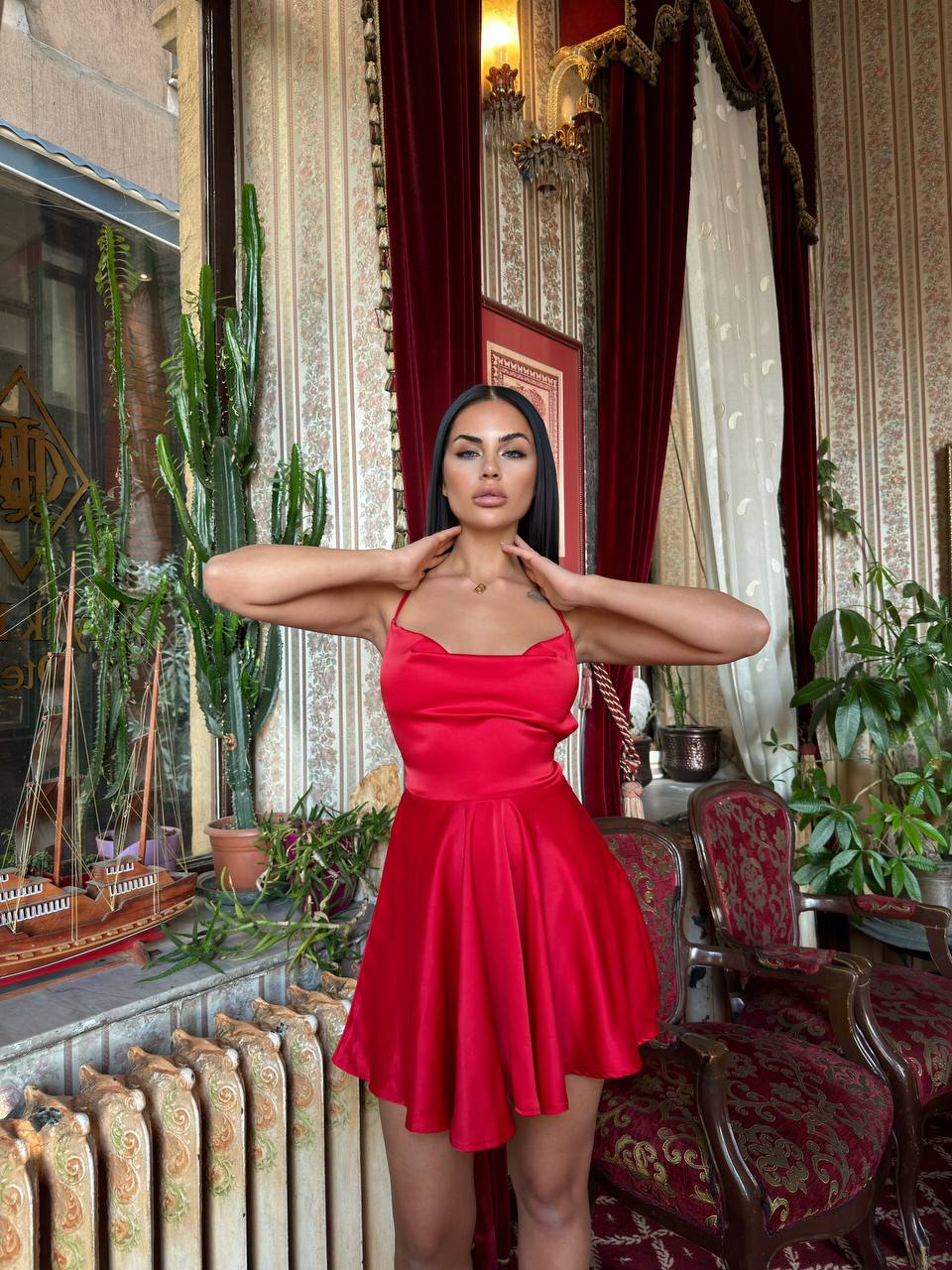 The Satin Charm Mini Dress - 1029