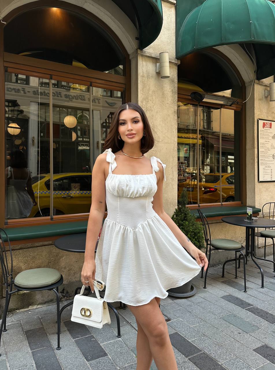 The Amara Tie-Strap Babydoll Mini Dress – 1197