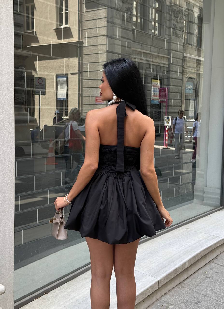 The Bella Halter Bubble Mini Dress Luxe Edition - 1214