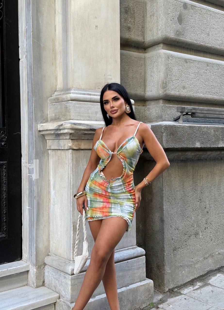 The Havana Cut-Out Ruffle Mini Dress Sunset Glow - 1229