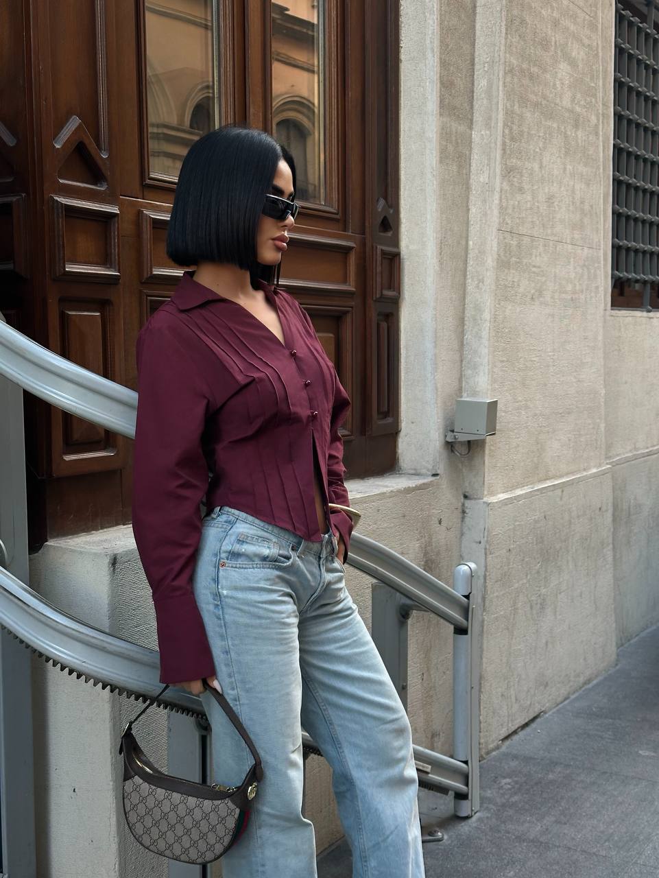 Sculpt Curve Button Shirt Tailored Waist Design 1265