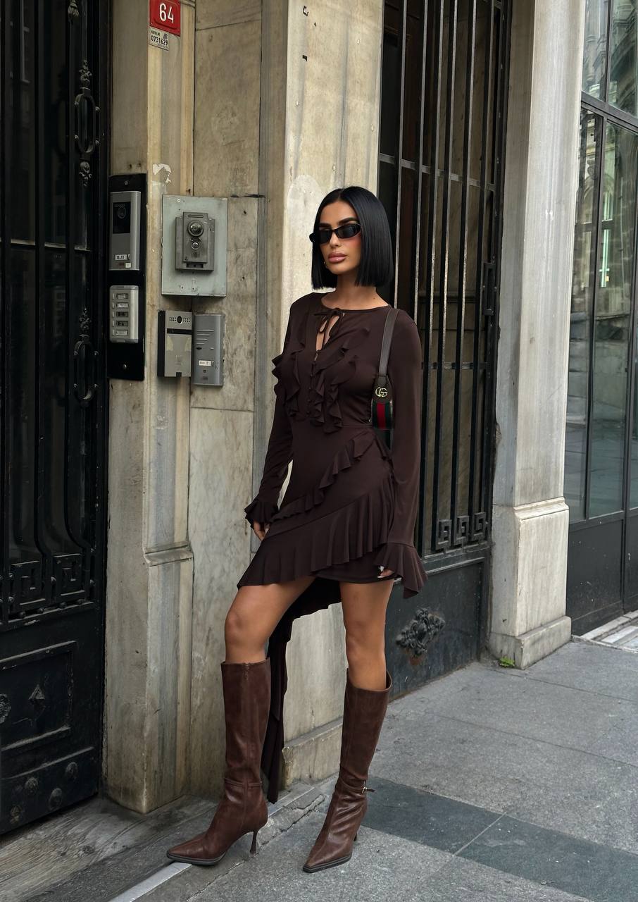 Eternal Ruffle Mini Dress Asymmetrical Layered Frill 1271