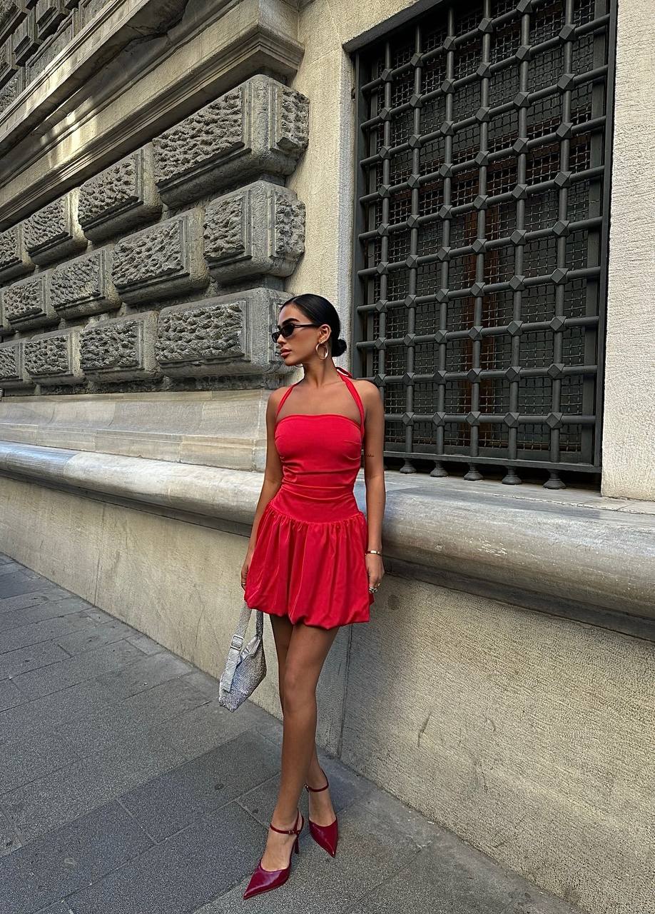 Scarlet Halter Mini Dress – 1055