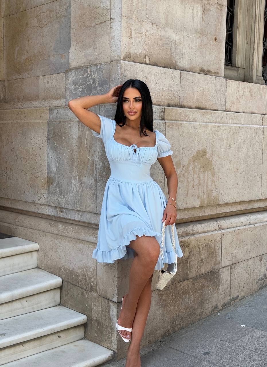 The Ruffle Charm Puff Sleeve Pastel Romance - 1228