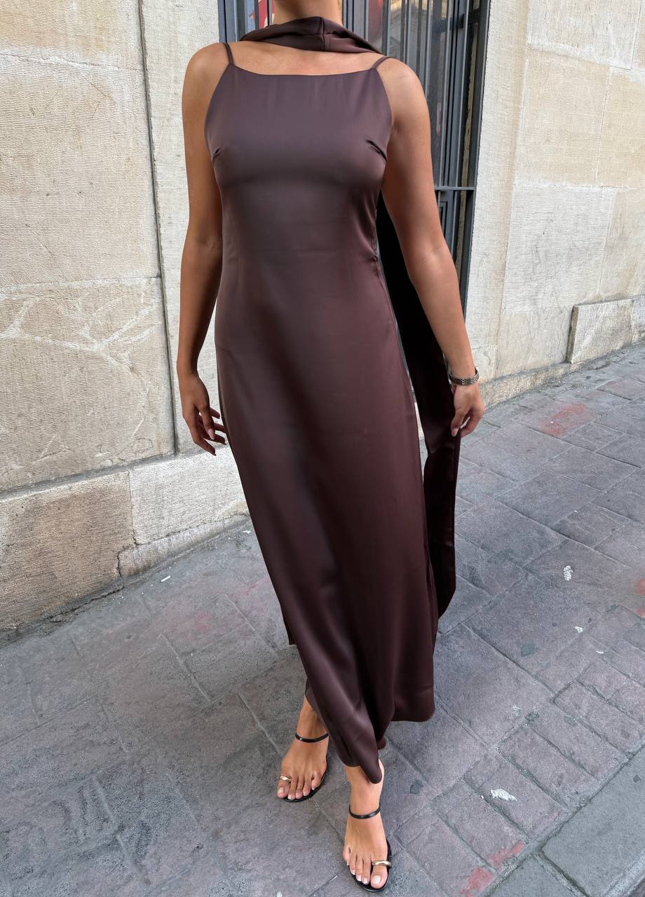 The Nova Backless Satin Maxi Dress Timeless Drape - 1235