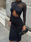 The Allure Cut-Out Mesh Midi Dress - 1243
