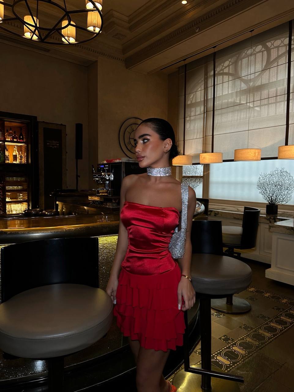 The Satin Ruffle Strapless Mini Dress – 1036