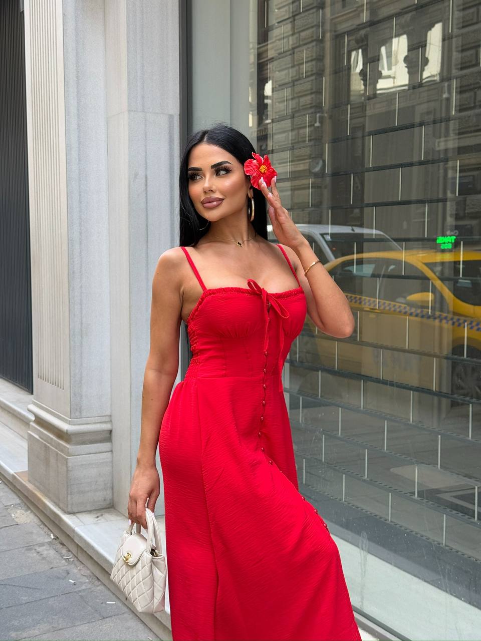 The Riviera Charm Lace-Up Midi Dress Summer Romance - 1202