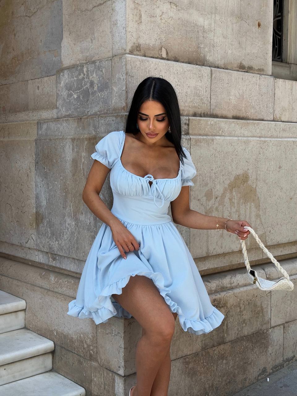 The Ruffle Charm Puff Sleeve Pastel Romance - 1228