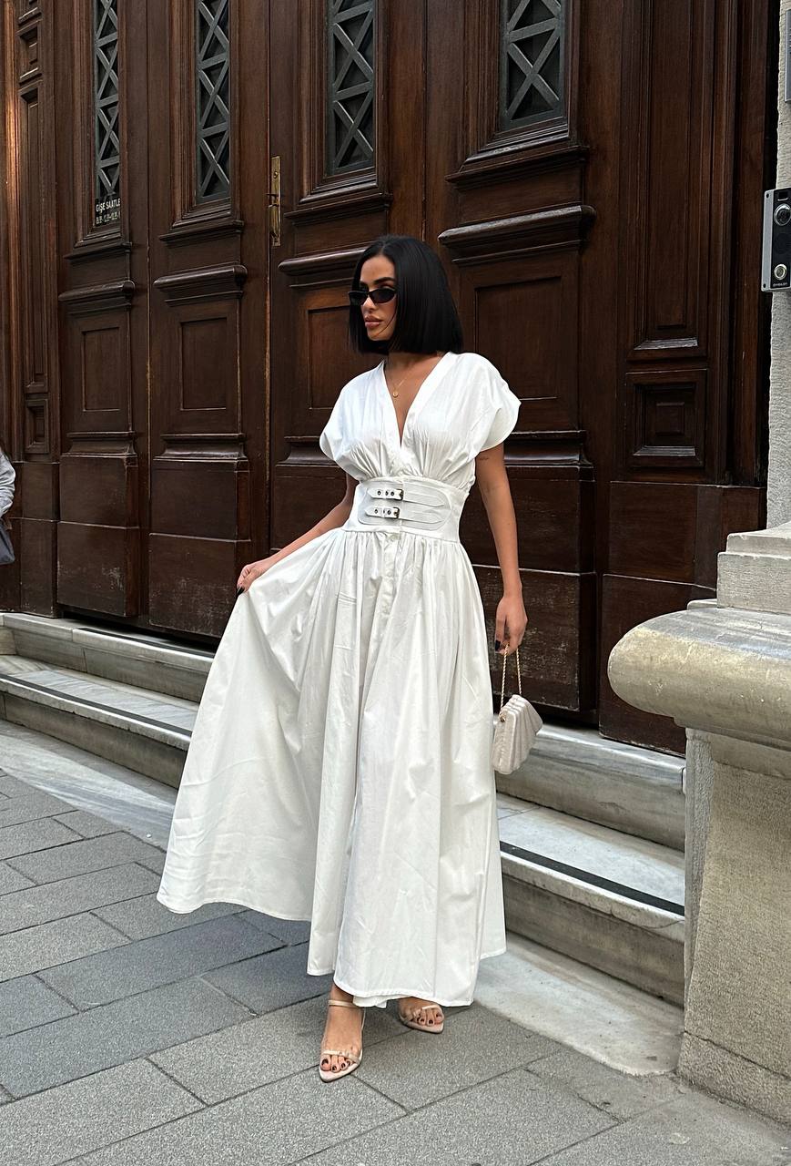 The Empress Waist-Cinched Maxi Dress Statement Elegance - 1189