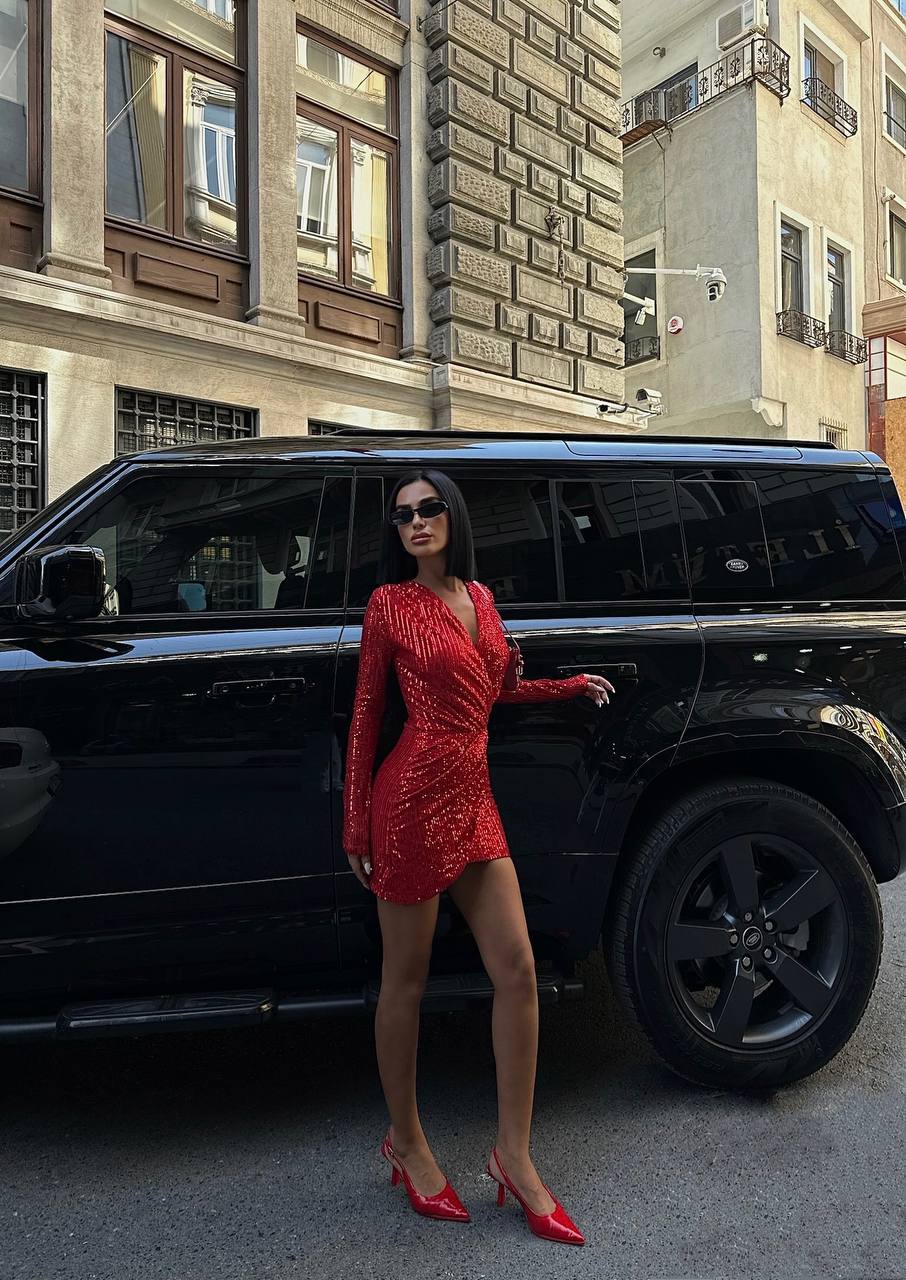 The Radiance Sequin Wrap Mini Dress – 1073