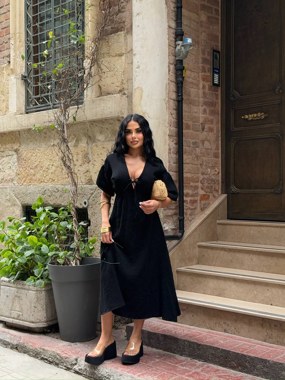 The Riviera Puff-Sleeve Midi Dress – 1206