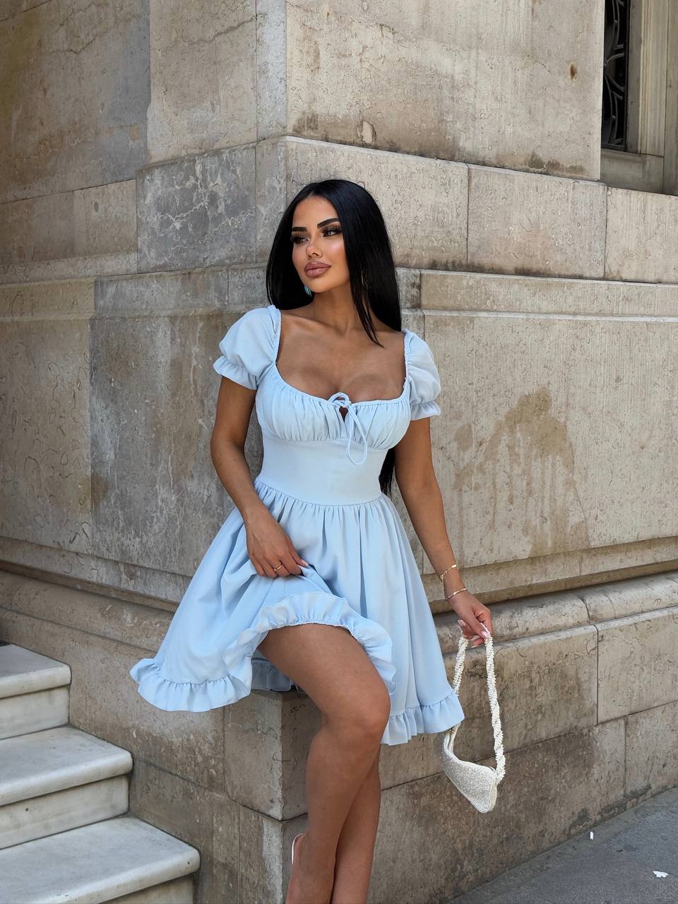 The Ruffle Charm Puff Sleeve Pastel Romance - 1228