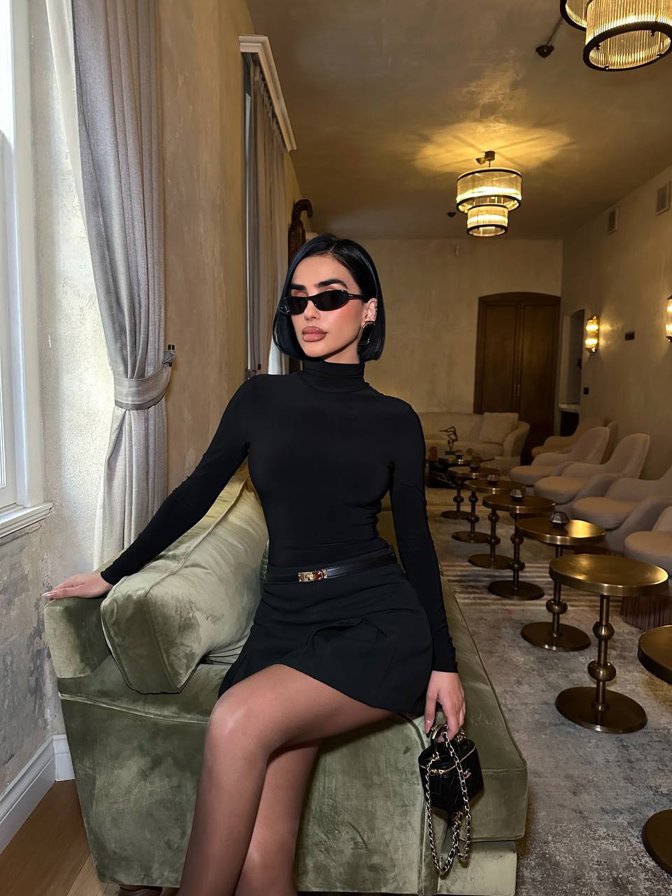 Midnight Muse Mini Skirt Set Halter Open-Back 1274