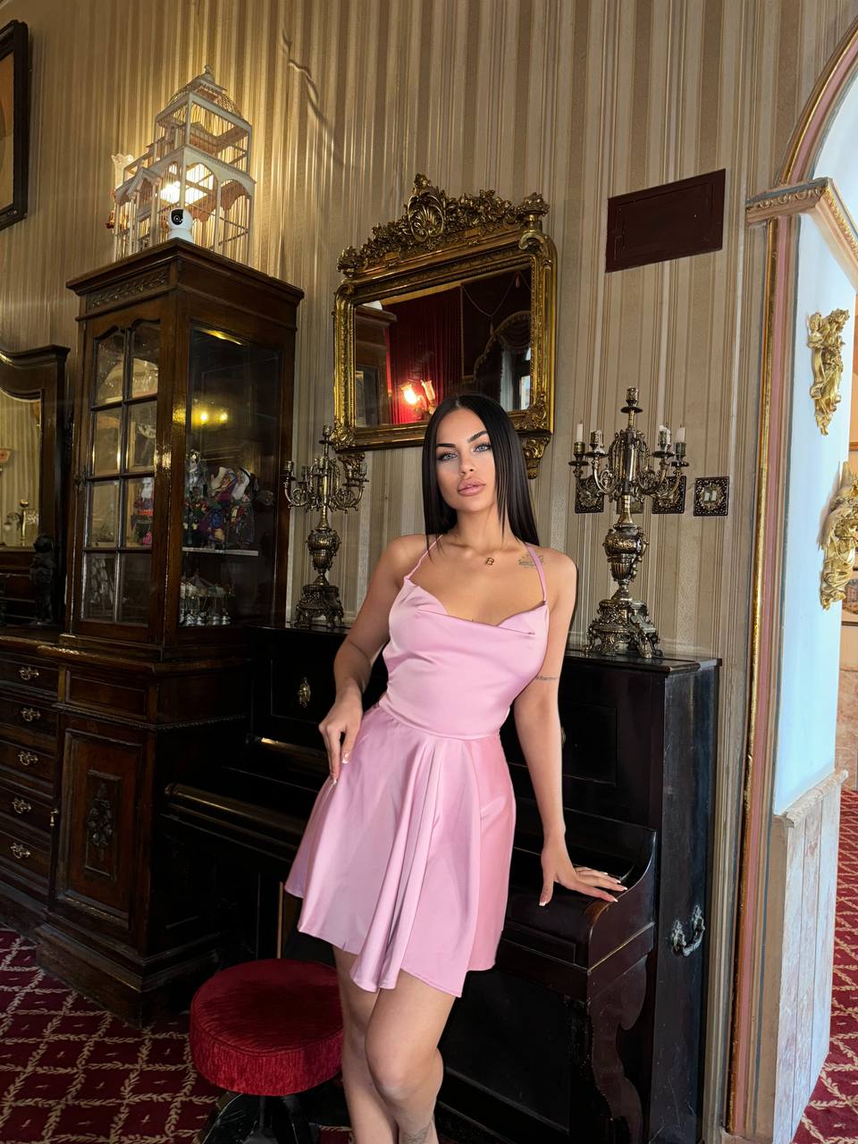 The Satin Charm Mini Dress - 1029