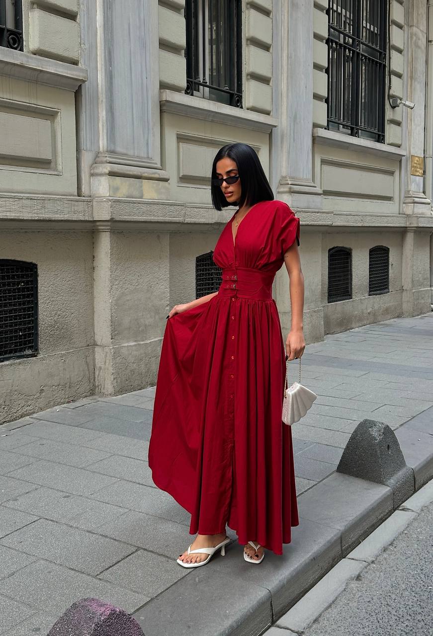 The Empress Waist-Cinched Maxi Dress Statement Elegance - 1189