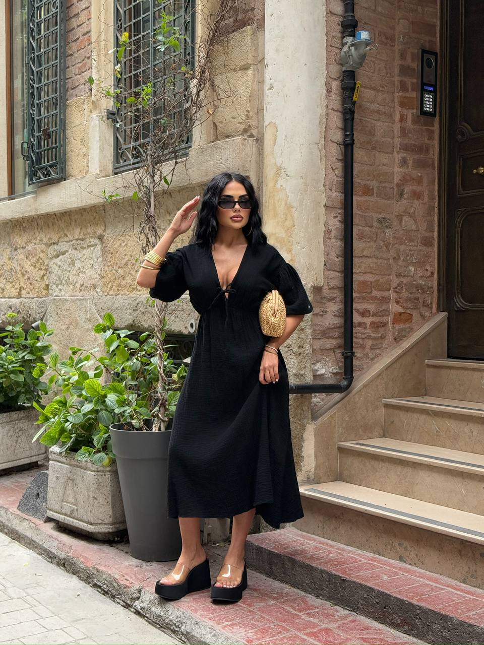 The Riviera Puff-Sleeve Midi Dress – 1206