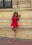 The Capri Drape Halter Mini Dress Sunset Romance - 1210