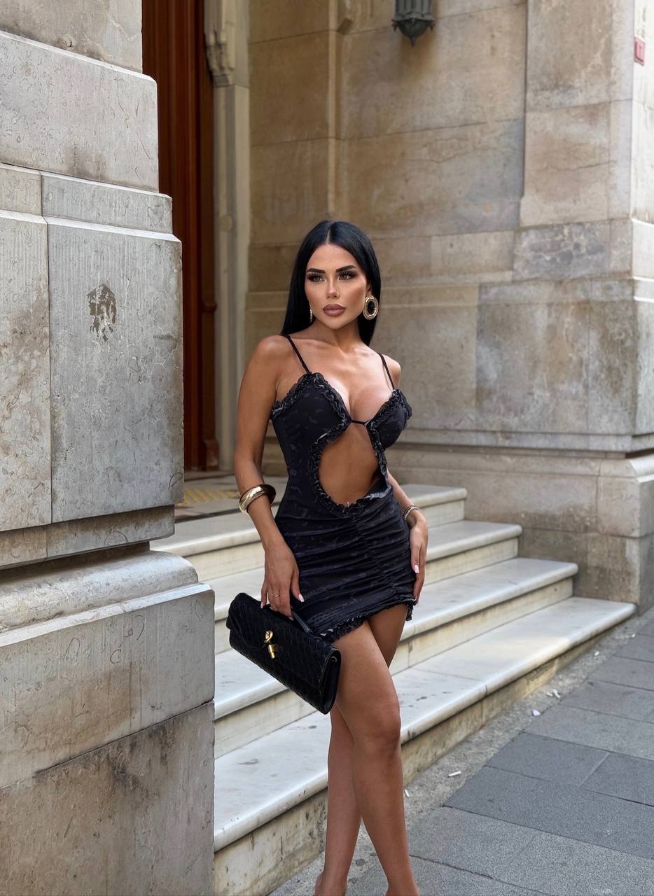 The Havana Cut-Out Ruffle Mini Dress Sunset Glow - 1229