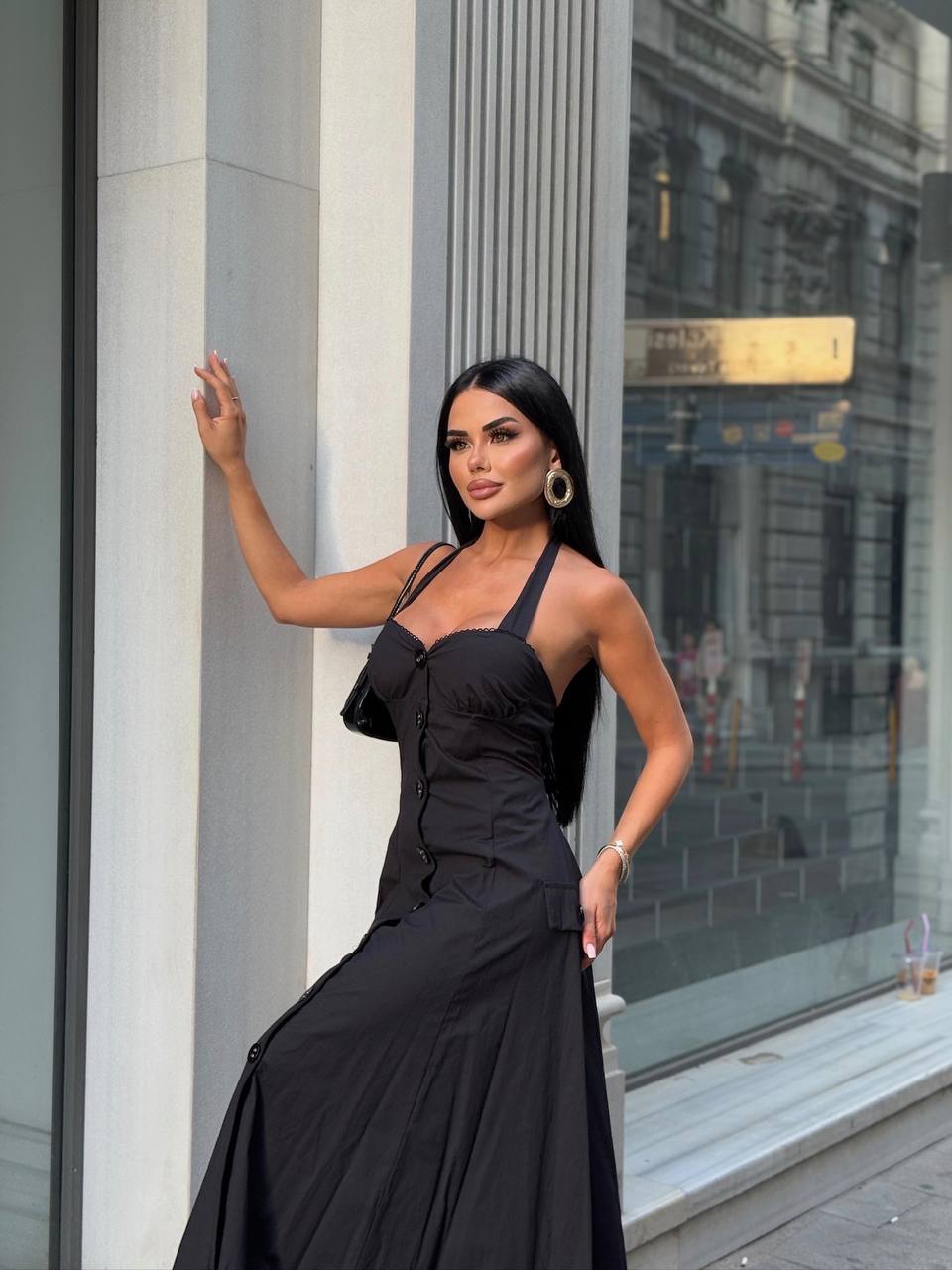 Riviera Backless Halter Midi Dress Elegant Summer Flow - 1230