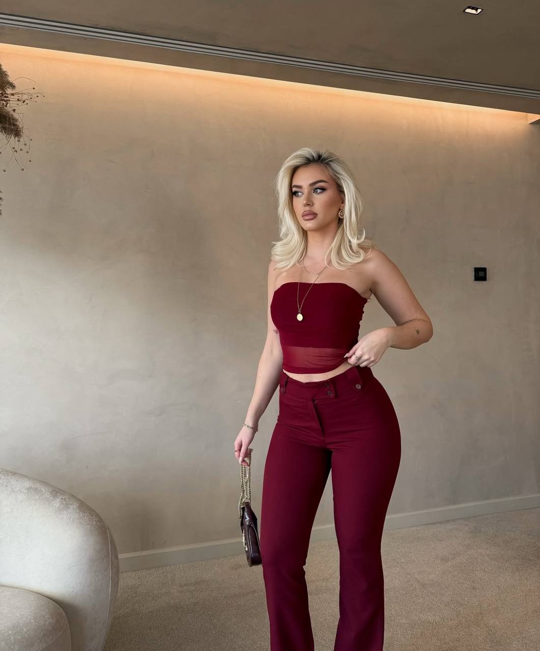 The Luxe Strapless Mesh Panel Set Chic Two-Piece - 1166