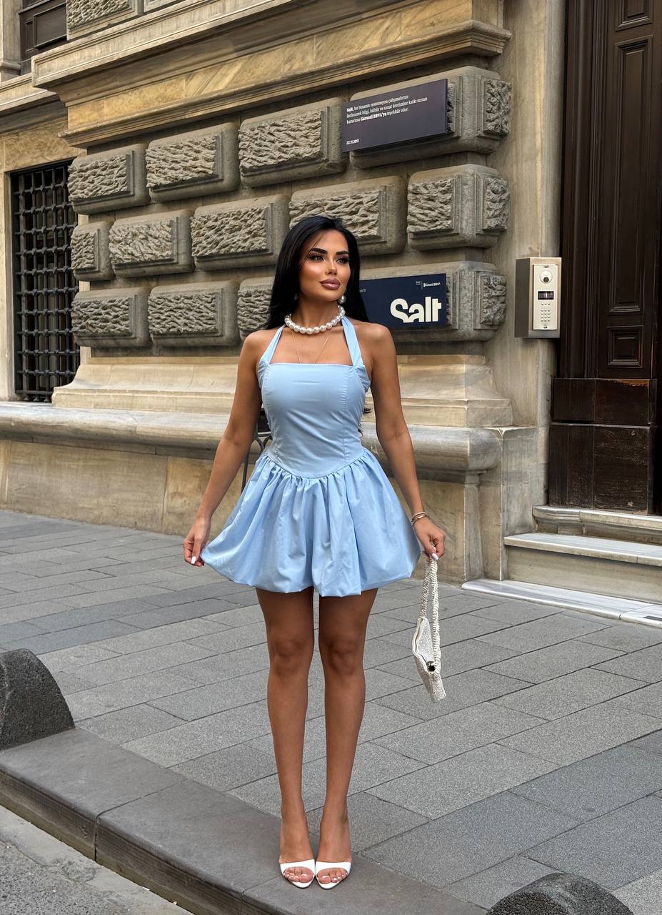 The Bella Halter Bubble Mini Dress Luxe Edition - 1214