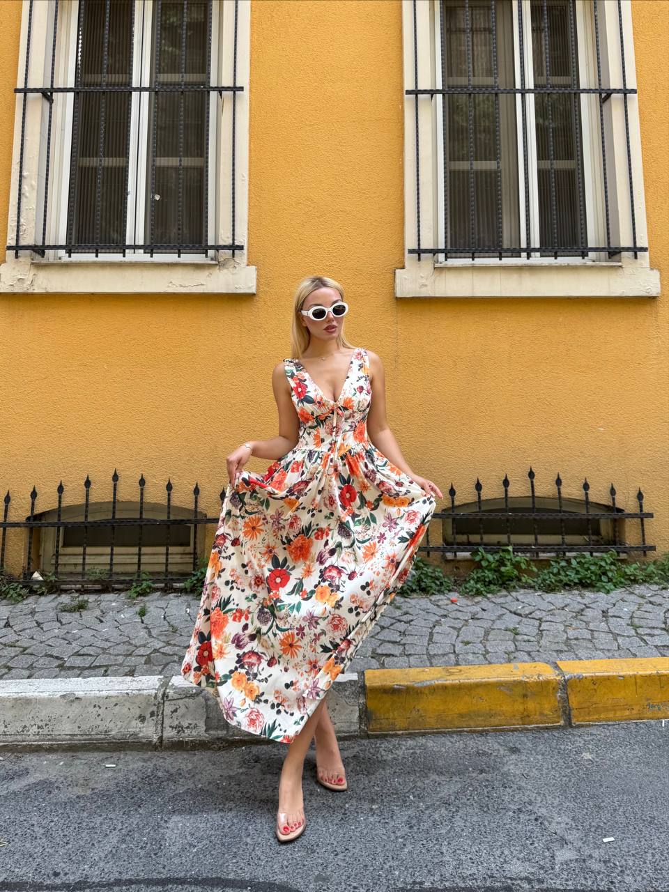 Sunset Bloom Sleeveless Maxi Dress - 1219