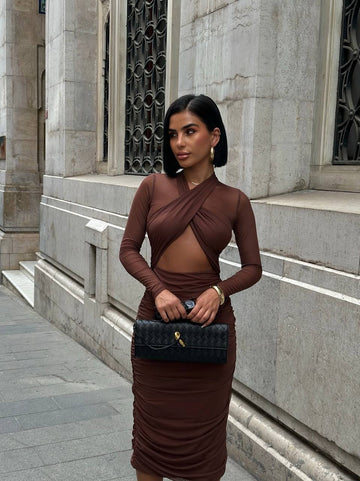 The Allure Cut-Out Mesh Midi Dress - 1243