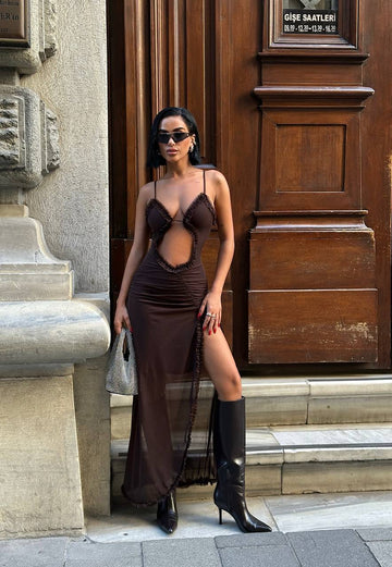 The Noir Allure Maxi Dress – 1044