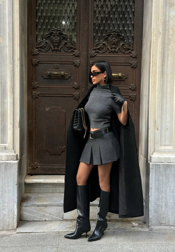 Midnight Muse Mini Skirt Set Halter Open-Back 1274