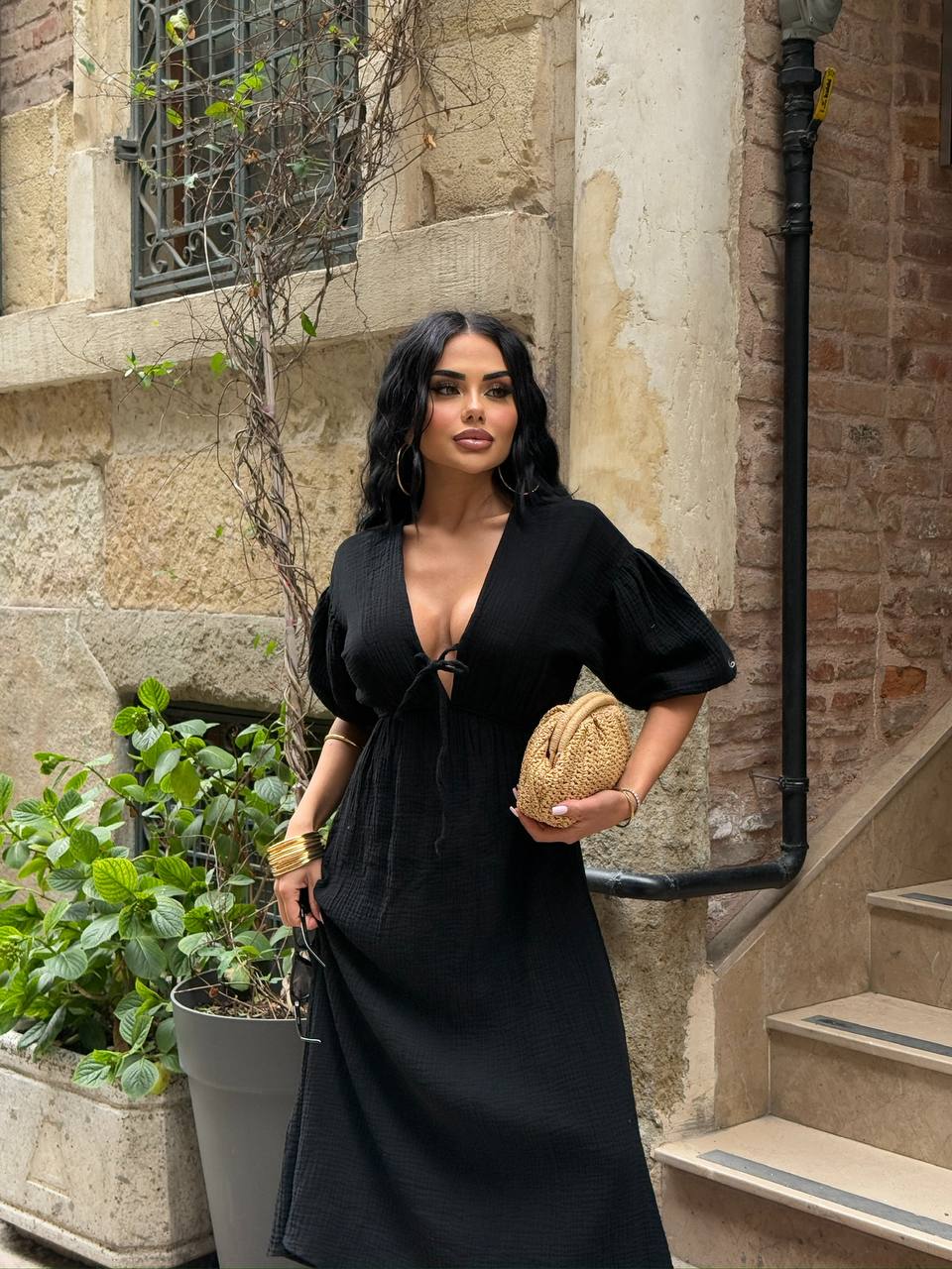 The Riviera Puff-Sleeve Midi Dress – 1206