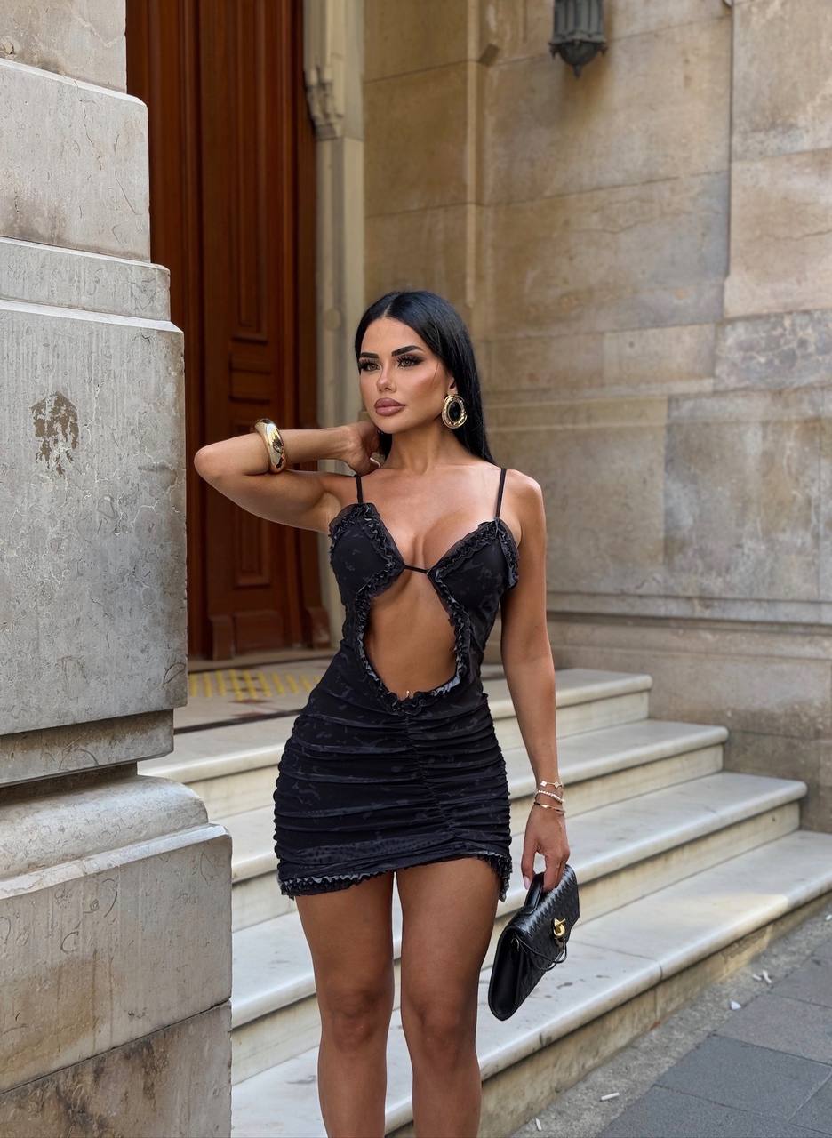 The Havana Cut-Out Ruffle Mini Dress Sunset Glow - 1229