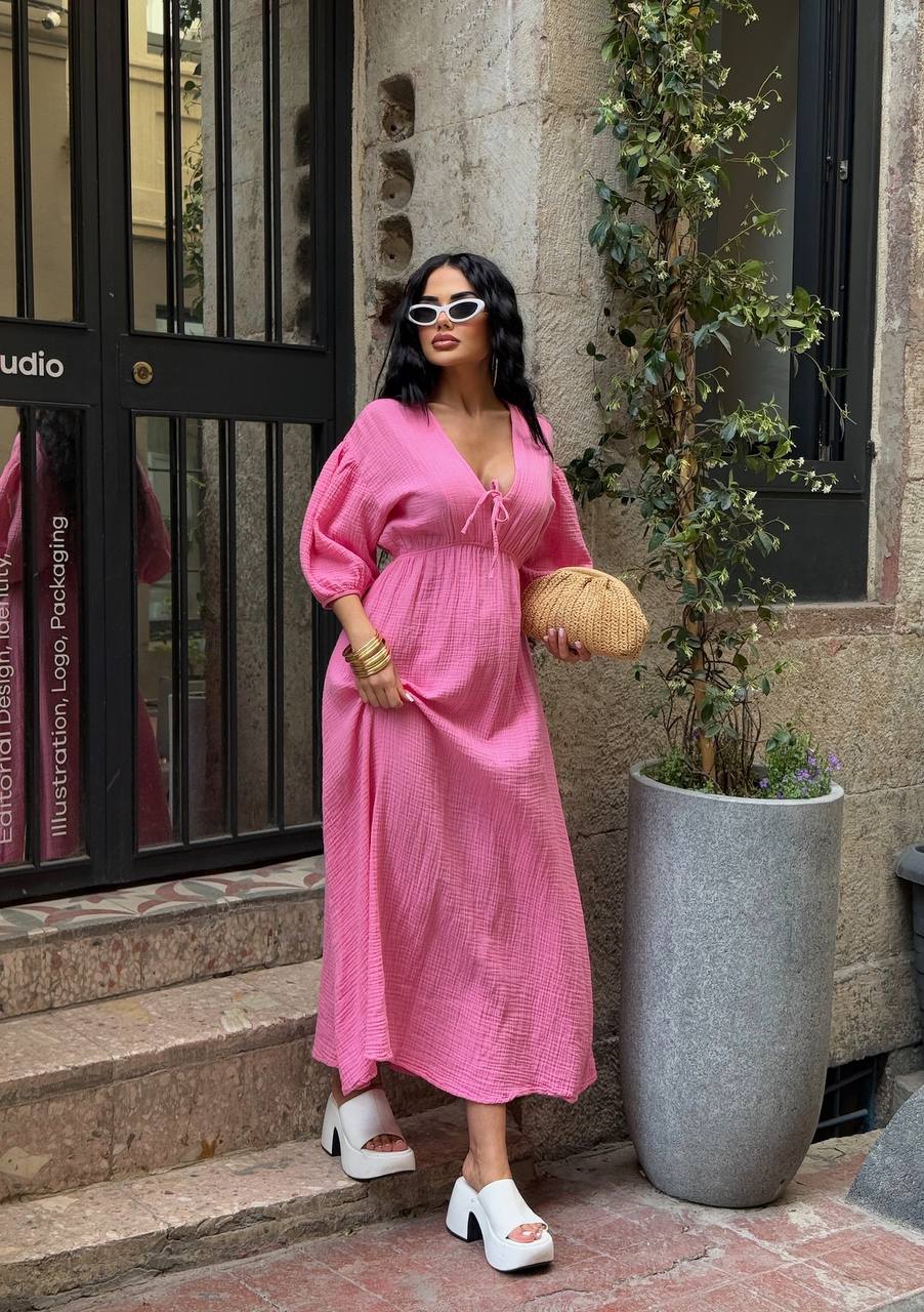 The Riviera Puff-Sleeve Midi Dress – 1206