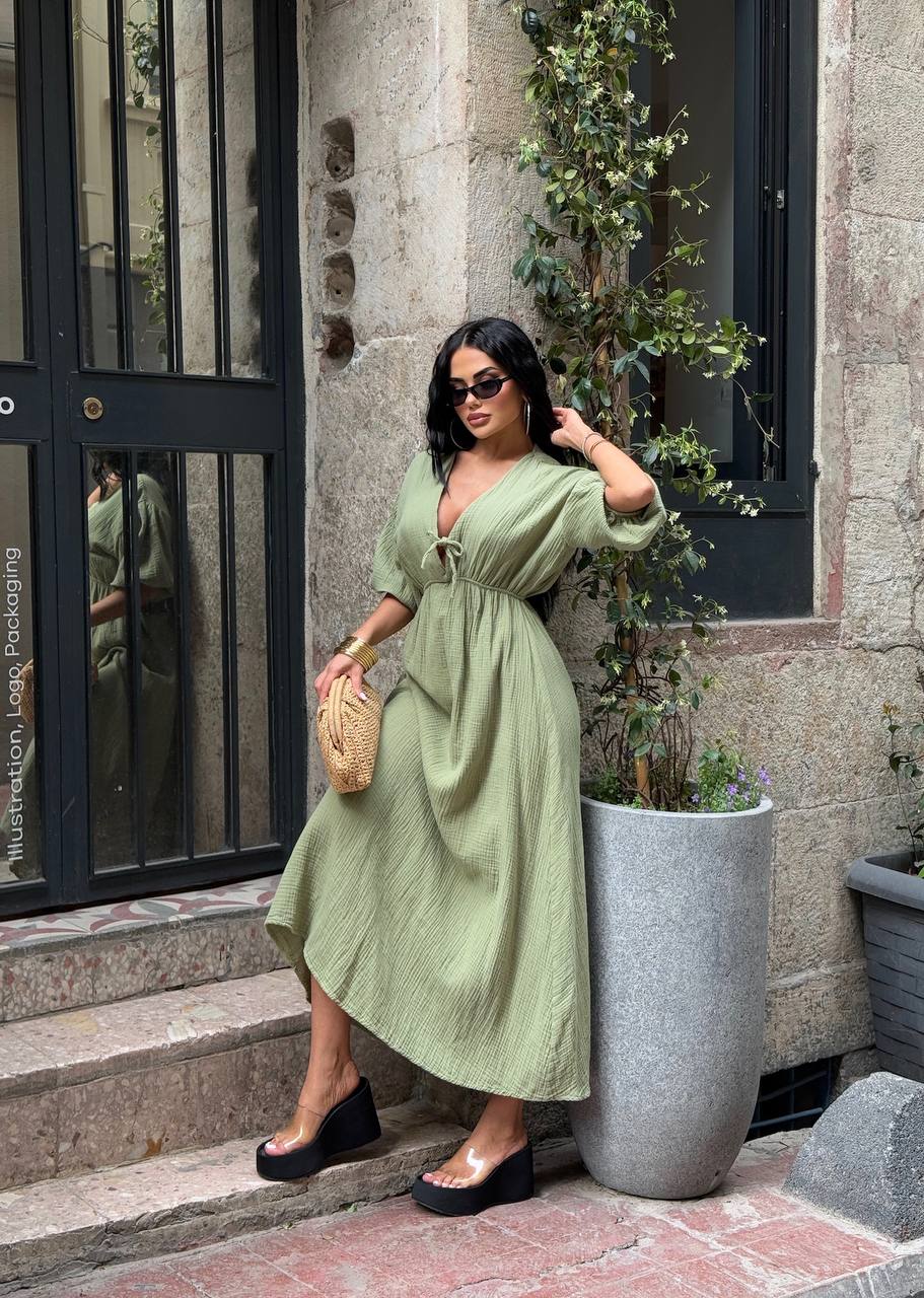 The Riviera Puff-Sleeve Midi Dress – 1206