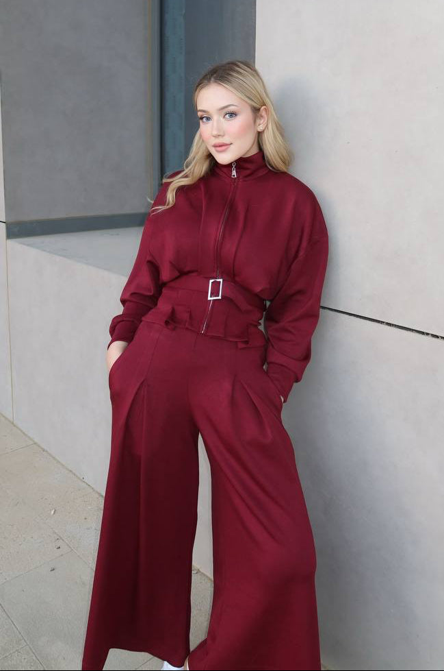 Urban Ease Jumpsuit Wide-Leg Belted - 1256