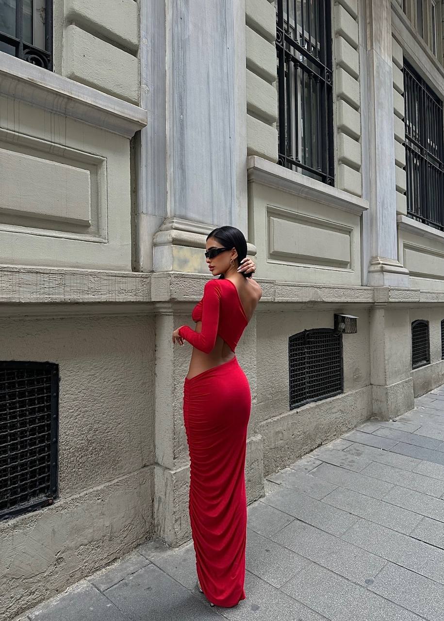 The Chic One-Shoulder Cutout Maxi Dress – 1077