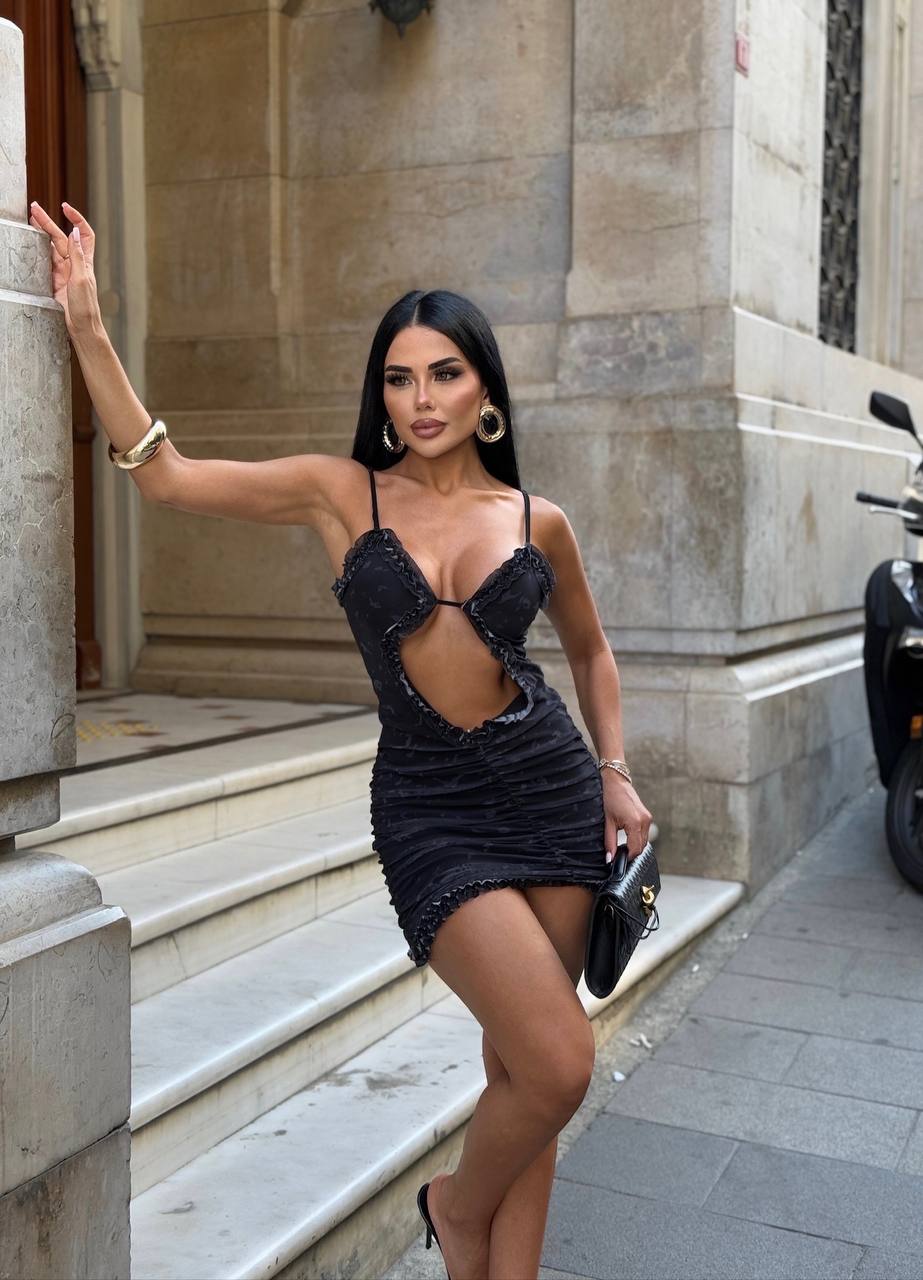 The Havana Cut-Out Ruffle Mini Dress Sunset Glow - 1229