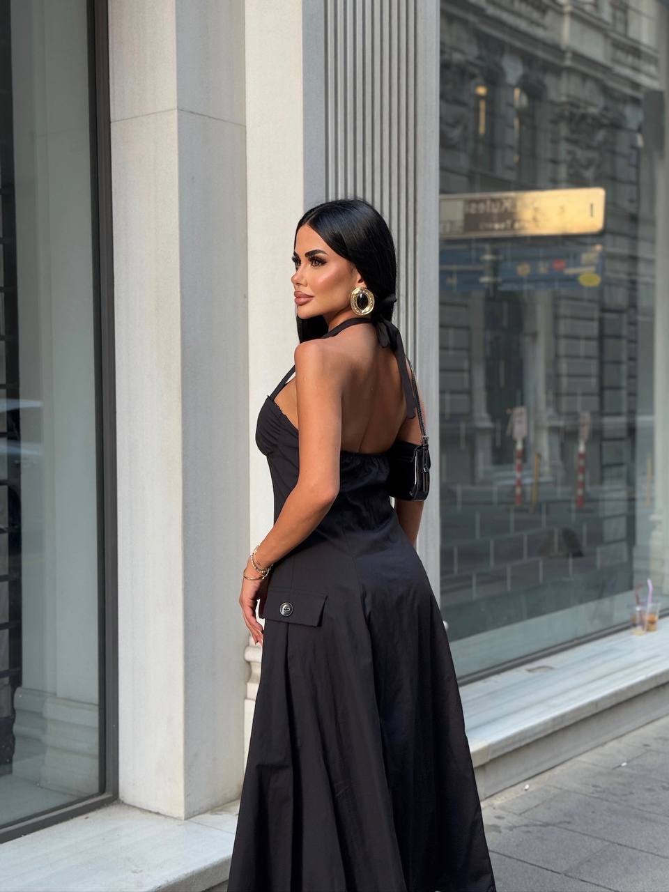 Riviera Backless Halter Midi Dress Elegant Summer Flow - 1230