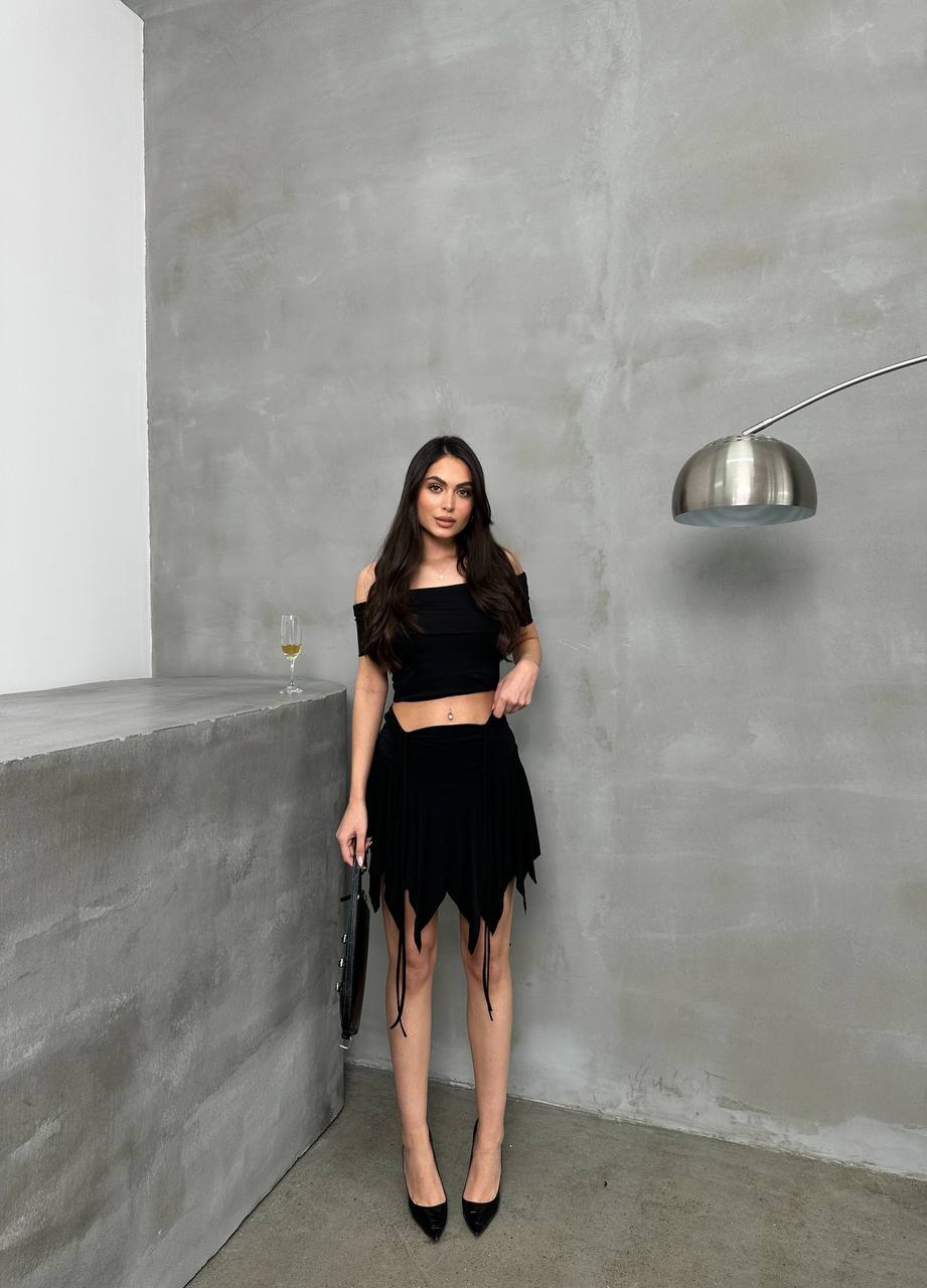 Ethereal Asymmetrical Ruched Skirt - 1173