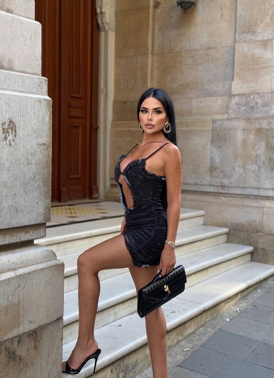 The Havana Cut-Out Ruffle Mini Dress Sunset Glow - 1229