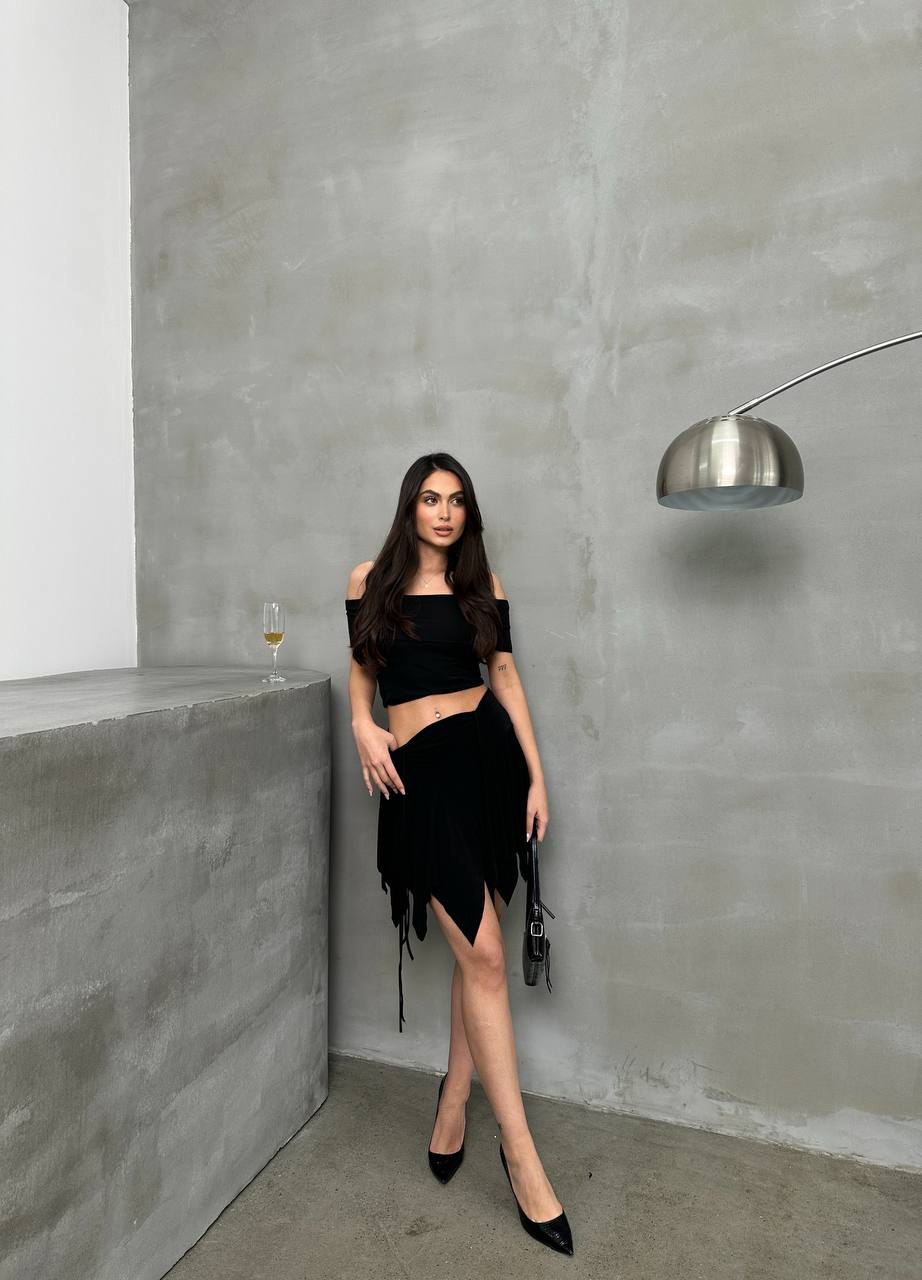 Ethereal Asymmetrical Ruched Skirt - 1173