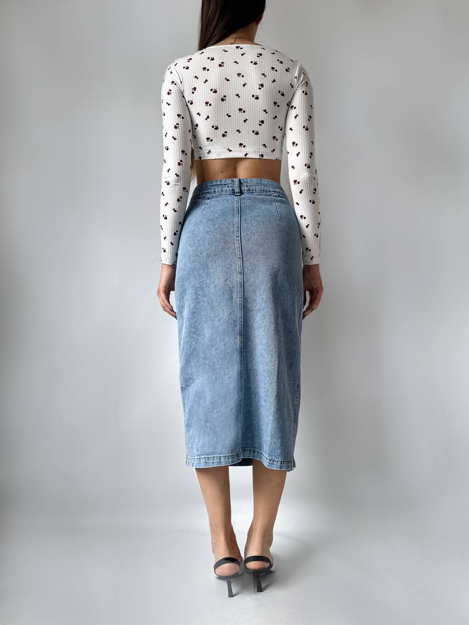 The Chic Denim Midi Skirt – 1160